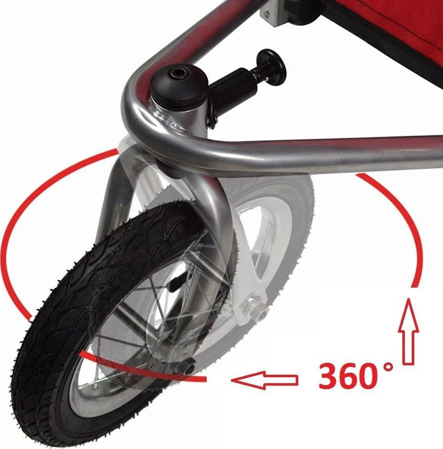 Guto Guto Deluxe 2in1 dviračio priekaba raudona / šviesiai pilka