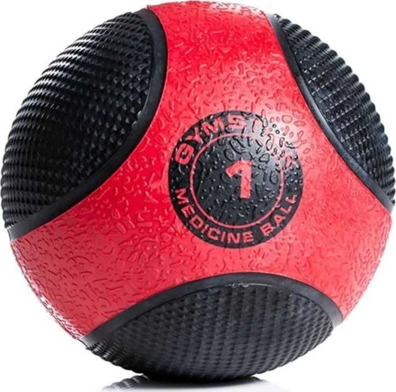 Svorinis kamuolys GYMSTICK Medicininis kamuolys 1kg D19cm Juodas/Raudona mėtymui