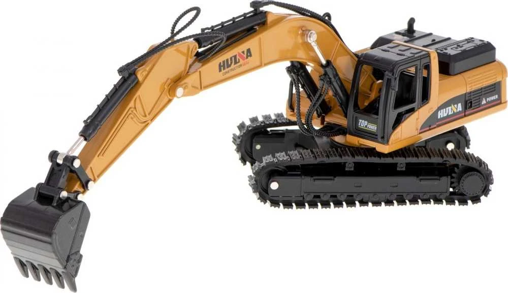 Lietimui skirtas H-toys 1710 1:50 metalinis vikšrinio krautuvo su kaušu ekskavatoriaus modelis