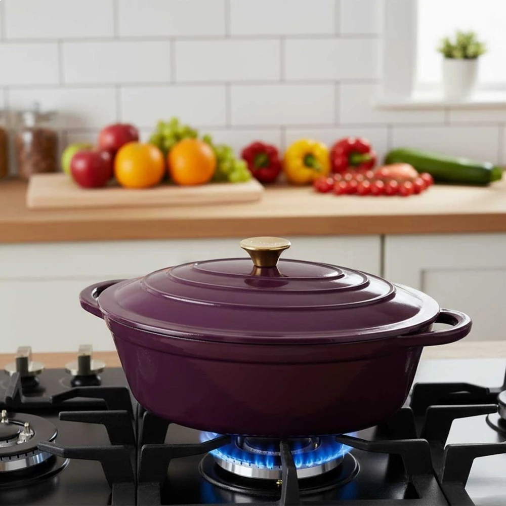 HAGE Emaliuota ketaus keptuvė žąsiui 6L HAGE Eggplant (DK34-eggplant)