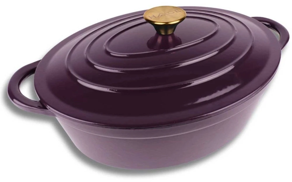 HAGE Emaliuota ketaus keptuvė žąsiui 6L HAGE Eggplant (DK34-eggplant)