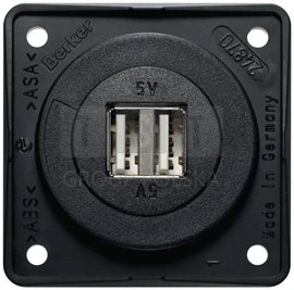 Hager Polo 926022505 „Integro“ dvigubas USB įkrovimo lizdas, 12 V, 3 A, matinės antracito spalvos, juodo mechanizmo
