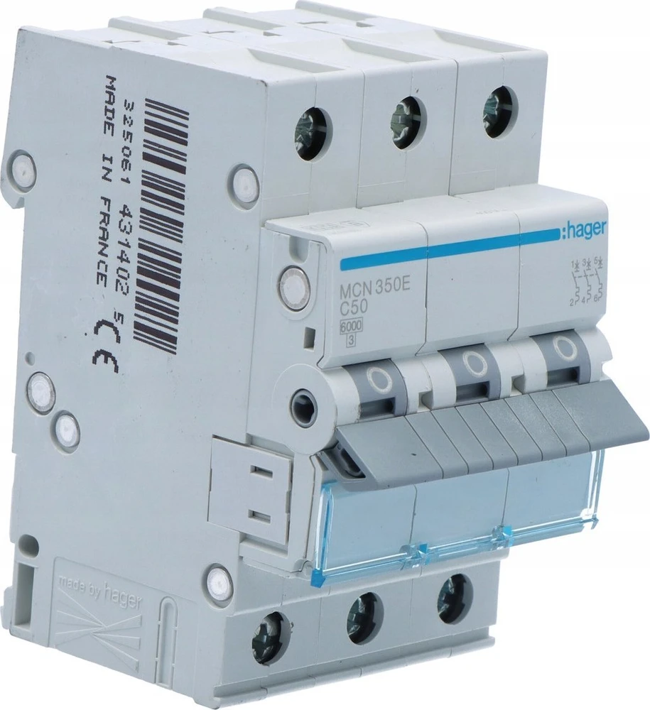 Automatinis jungiklis Hager MC350 (50A, 3P, 400V, 6kA)