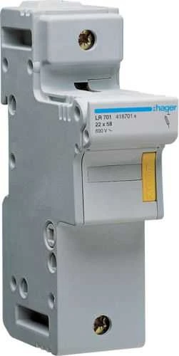 Hager Modulinis saugiklio pagrindas 1P L58 saugiklis 22x58mm, 125A 500V (LR701)