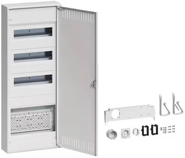 Hager Hibridinė paviršinio montavimo skirstomoji spinta 36 moduliai 5 eilių 1x plokštė 1x durų lizdas plieninė Volta VA603NWH