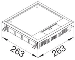 Hager Polo „Hager“ grindų dėžutės dangtelis 263x263 mm, skirtas montuoti techninėse grindyse, 24 moduliai, kilimui, 5 mm pjūklas (VQ12057011)