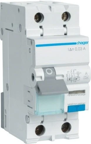 Hager Liekamasis grandinės pertraukiklis 1+N 16A B 0.03A AC ADC916D
