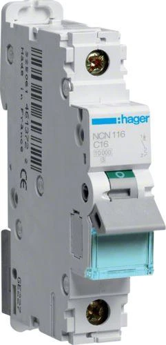 Hager grandinės pertraukiklis 1P C 16A 10kA AC (NCN116)