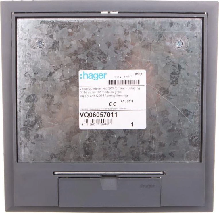 Hager Kabelių kanalas Atidengiamas dangtis VQ06 200x200 įdėklas 5mm plienas pilkas (VQ06057011)
