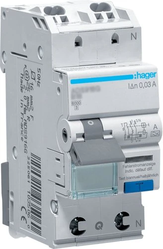 Hager WYŁ.RÓŻ.+ NADPR.1P+N 6KA B 10A/30MA T