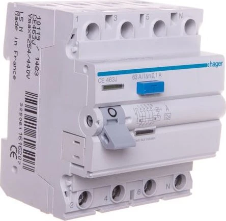 Hager RCC.BREAKER.DFFERENT.3P+N 63A 100MA 6KA A