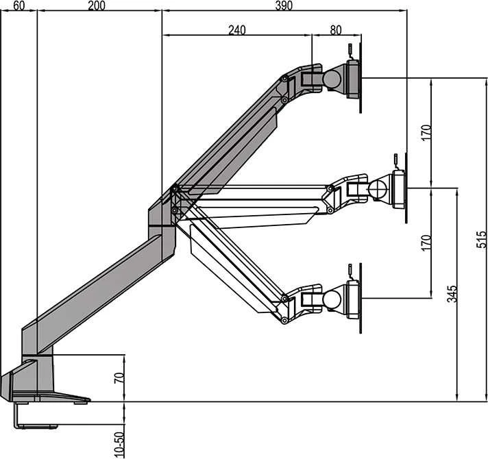 Multibrackets 2449 stalinis plokščiųjų ekranų laikiklis 81,3 cm (32") Gnybtas Juoda