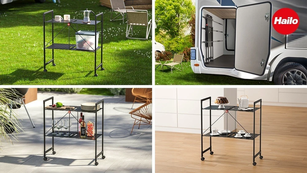 Hailo Folding shelf on wheels Quickboard / juodas