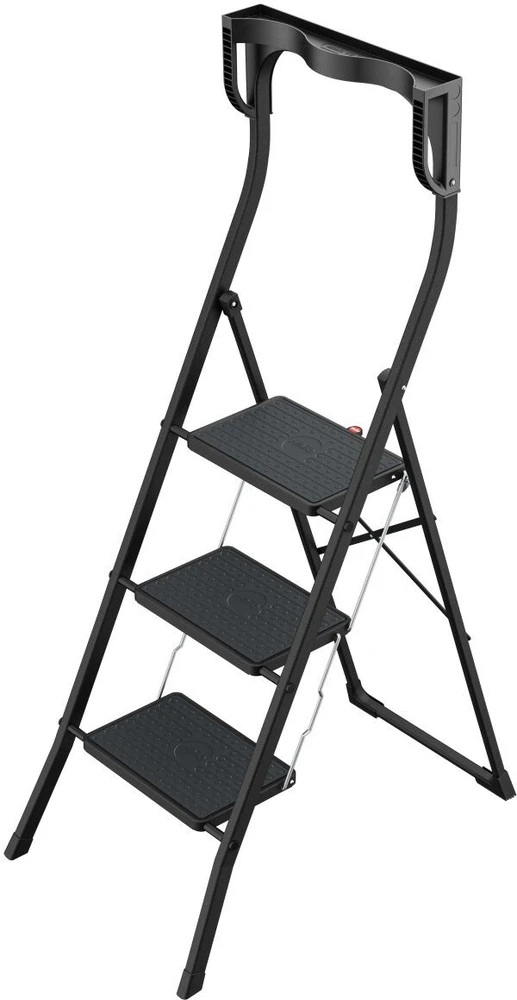 Hailo Pakāpienu soliņš salokāms K77 ComfortLine / alumīnija / 3 pakāpieni drošības rokturis / juodas