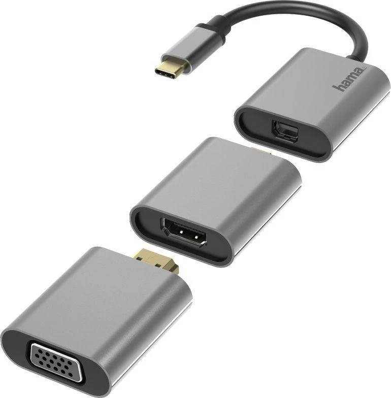 Hama USB-C adapterių rinkinys su HDMI, VGA ir Mini-DP jungtimis