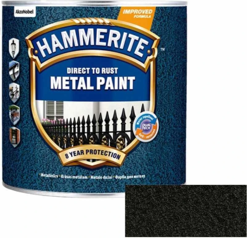 Hammerite metalo dažai, 5 l indas su faktūros pavyzdžiu