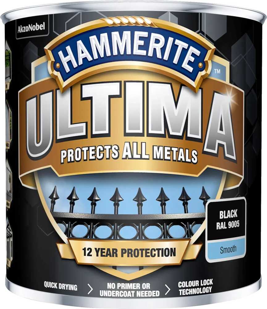 Hammerite Hammerite Ultima Metalmaling - Sort - RAL 9005 - 250 ml.