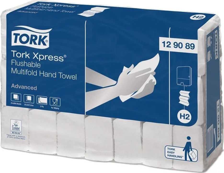 „Tork H2 Advanced“ nuplaunami dvisluoksniai popieriniai rankšluosčiai, 21 vnt. x 200 vnt.