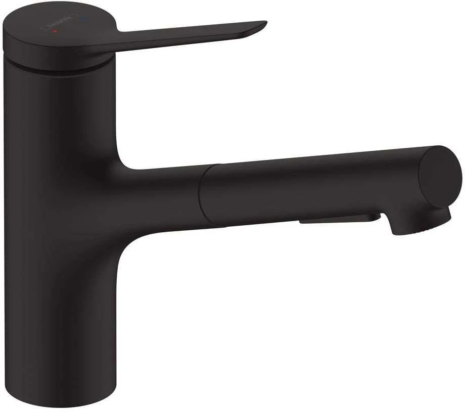 Hansgrohe virtuves izlietnes maisītājs ar izvelkamu dušu Zesis M33-150 2jet, matēts juodas + sBox