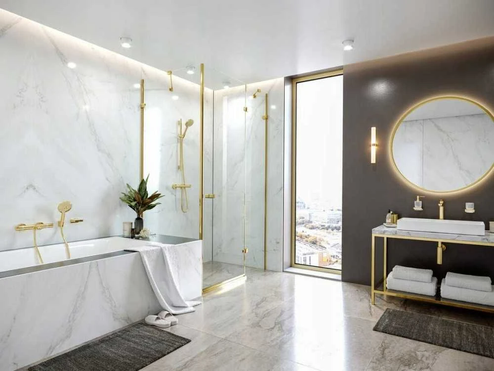 Hansgrohe ziepju trauks ar turētāju AddStoris, polished auksinis optic