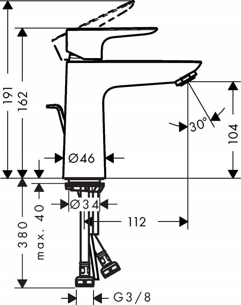 Juodas praustuvo maišytuvas Hansgrohe TALIS E 110 71710670
