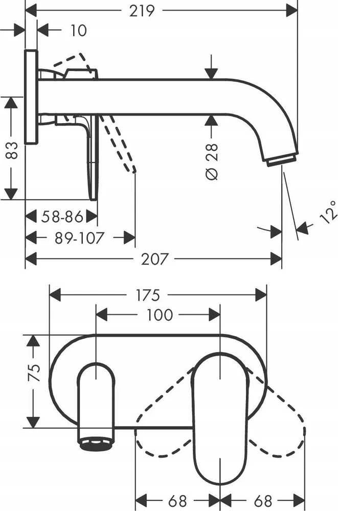 Potinkinis praustuvo maišytuvas Hansgrohe Vernis Shape, 71578670, juodas matinis