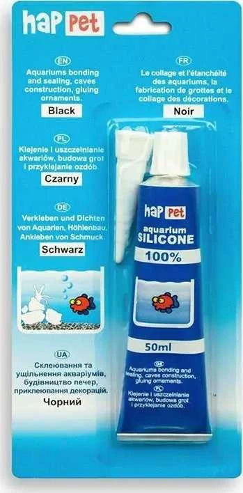 Happet Akvariumo silikonas juodas 60ml