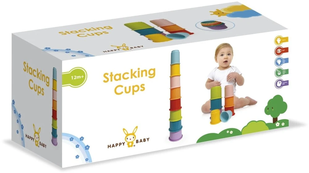 Happy HAPPY BABY Rainbow rietuvės puodeliai 8 vnt.
