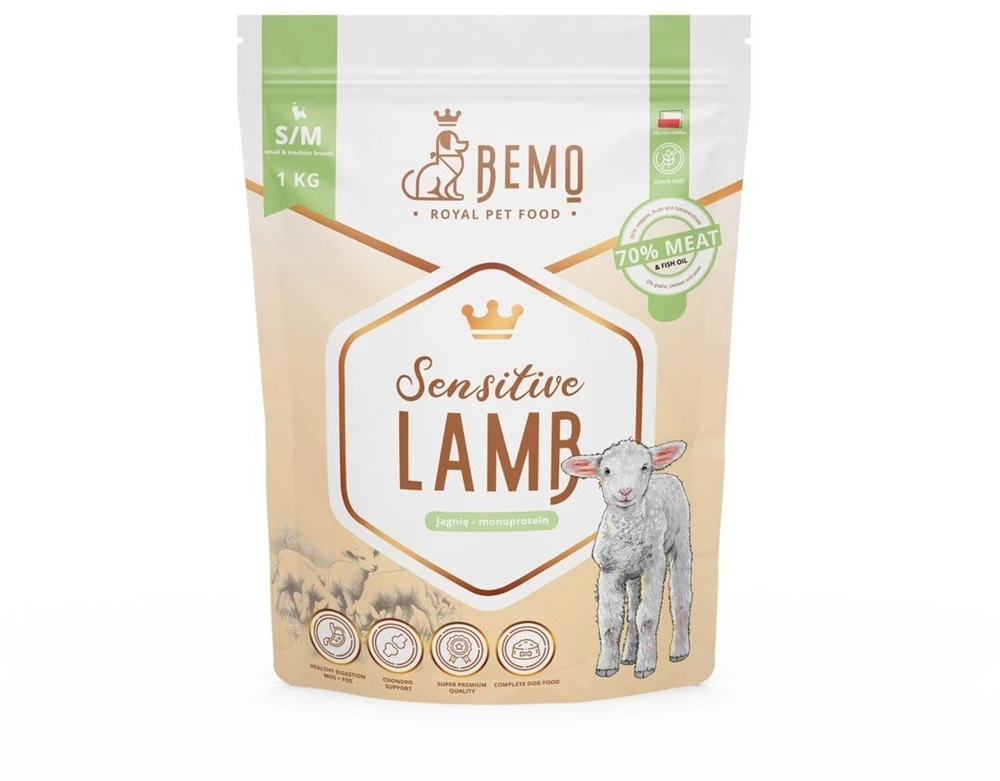 BEMO Sensitive ėriena Small/Medium Mono - sausa šunų mėsa - 1kg