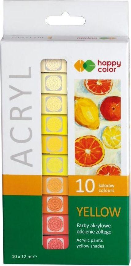 Happy Color Akriliniai Dažai 10x12ml, Geltonos Spalvos Atspalviai