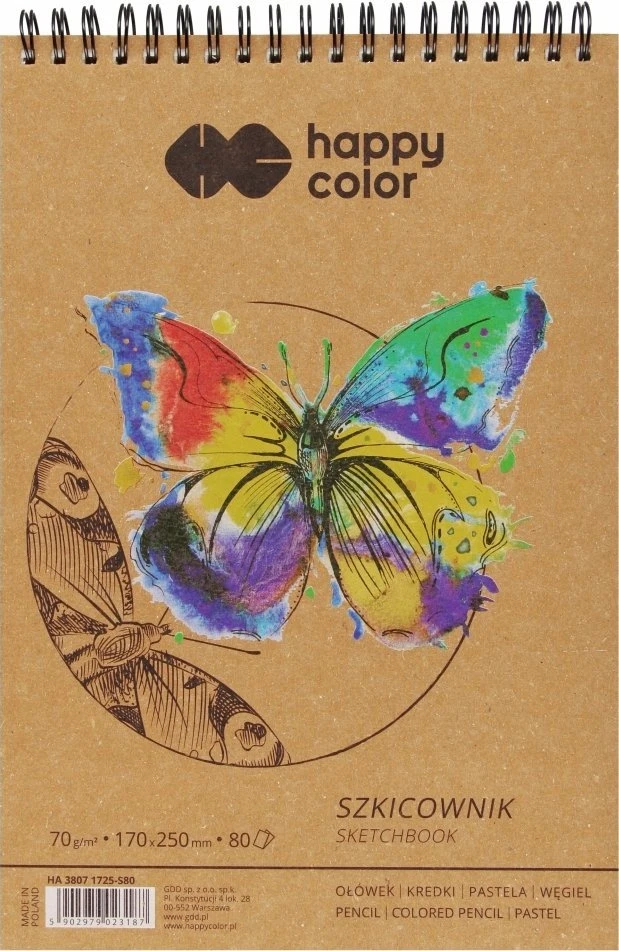 Happy Color spiral eskizų knygelė 170x250mm 80K HAPPY COLOR