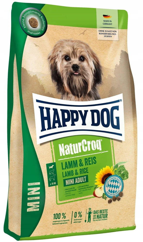 Happy Dog NaturCroq Mini su ėriena ir ryžiais, sausas maistas, 4kg