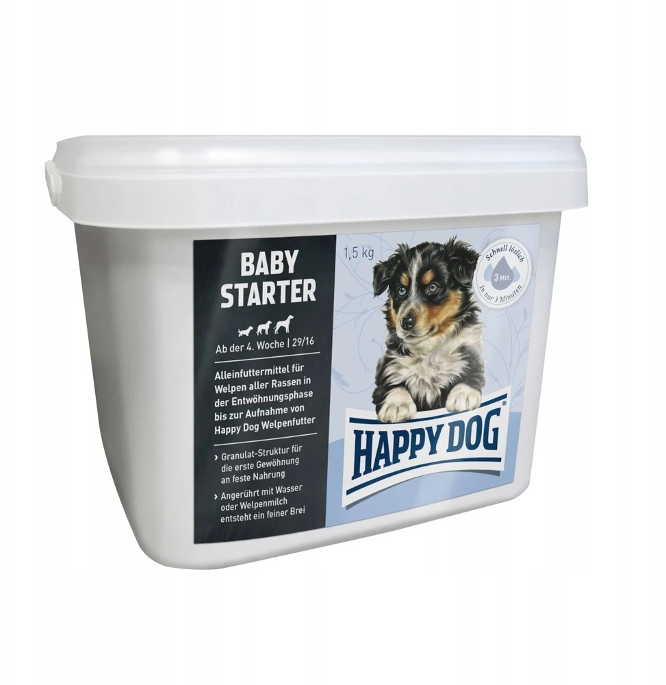 Happy Dog Puppy Starter, maistas, šuniukams, od 4 tygodnia, ėriena/ryż 1,5kg