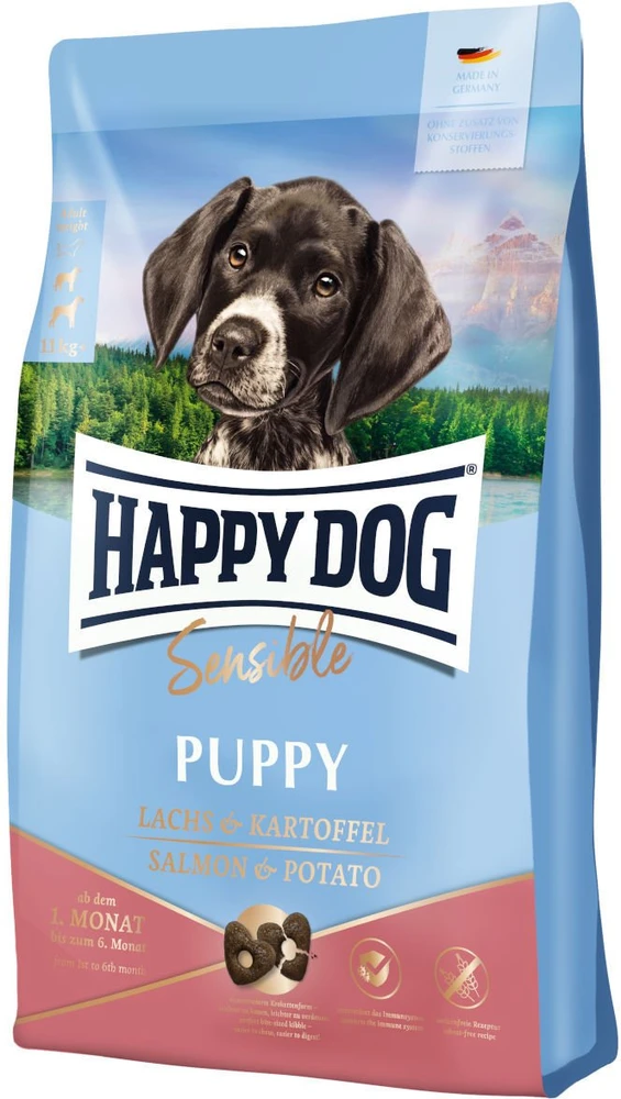 Happy Dog Sensible Puppy, sausas maistas, šuniukams, 1-6 mėn., lašiša i bulvės, 1kg