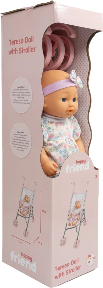 Happy Friend lėlė Teresa 30 cm su vežimėlio rinkiniu