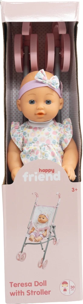 Happy Friend lėlė Teresa 30 cm su vežimėlio rinkiniu