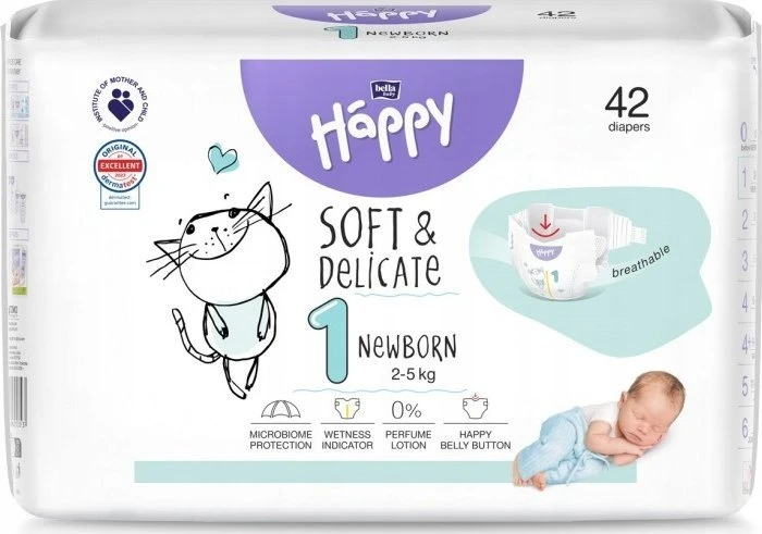 BELLA Baby Happy Baby sauskelnės 1 NEWBORN 2-5kg 42 vnt.