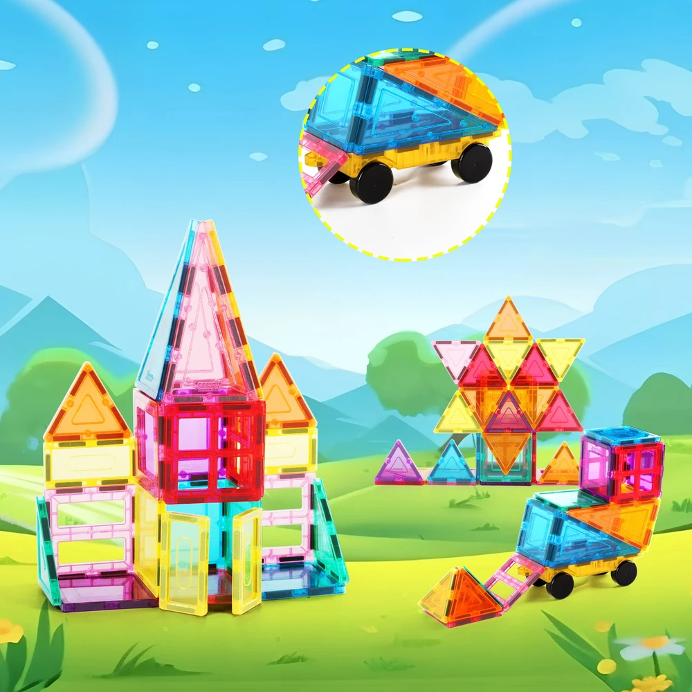 Happy Kiddo Magnetiniai blokeliai, 3D mokomieji vamzdeliai (61 elementas) PicassoTiles