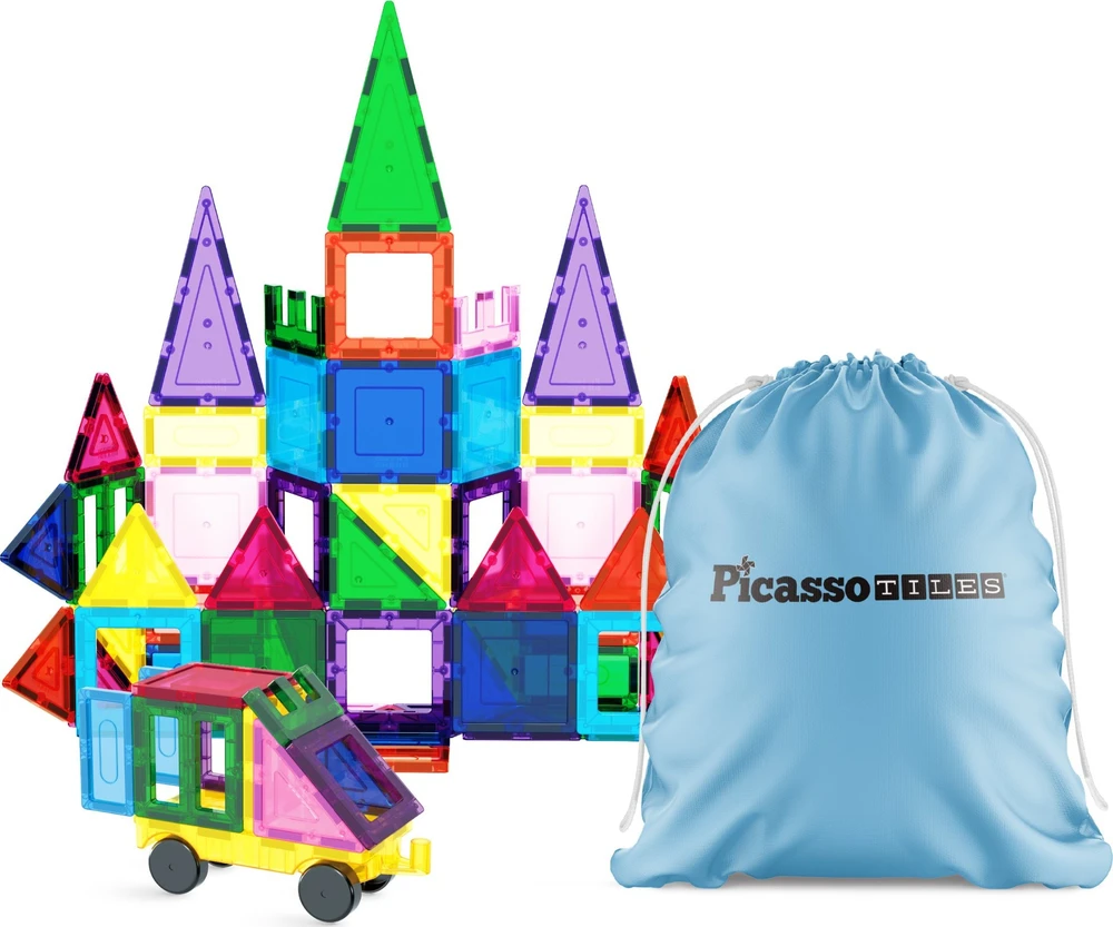 Happy Kiddo Magnetiniai blokeliai, 3D mokomieji vamzdeliai (61 elementas) PicassoTiles