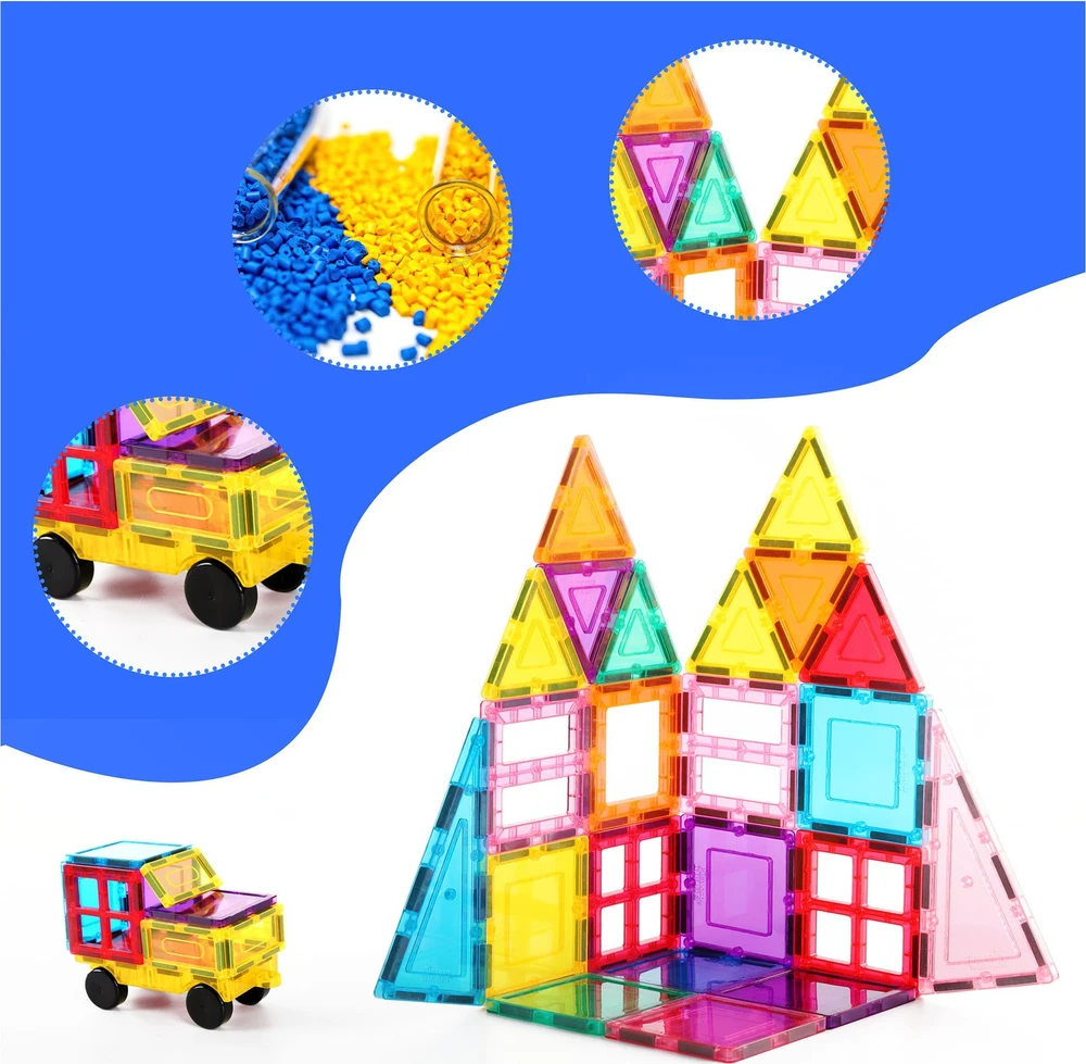 Happy Kiddo Magnetiniai blokeliai, 3D mokomieji vamzdeliai (61 elementas) PicassoTiles