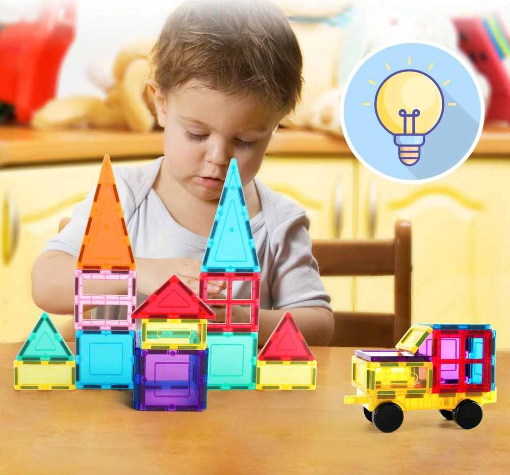 Happy Kiddo Magnetiniai blokeliai, 3D mokomieji vamzdeliai (61 elementas) PicassoTiles