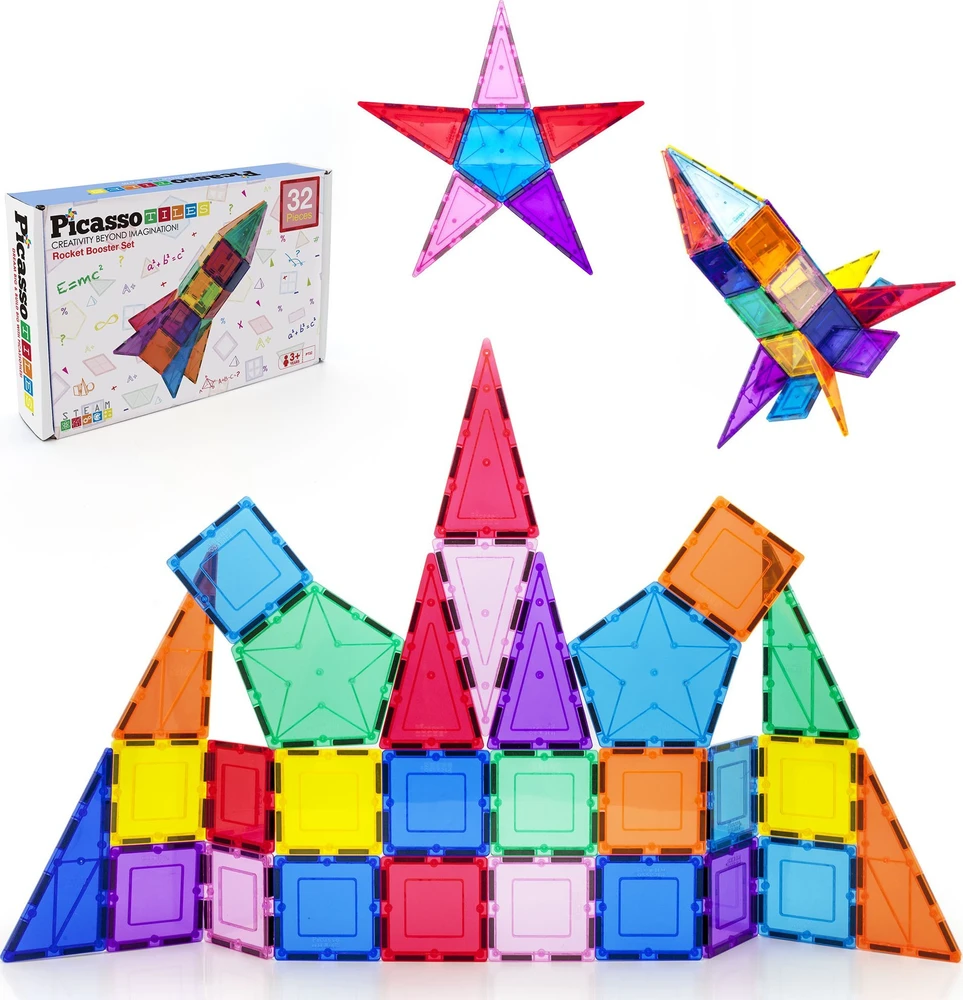 Happy Kiddo PICASSO TILES Magnetinis konstruktorius Rocket Booster 32 det., PT32