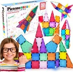 Happy Kiddo PICASSO TILES Magnetinis konstruktorius Rocket Booster 32 det., PT32