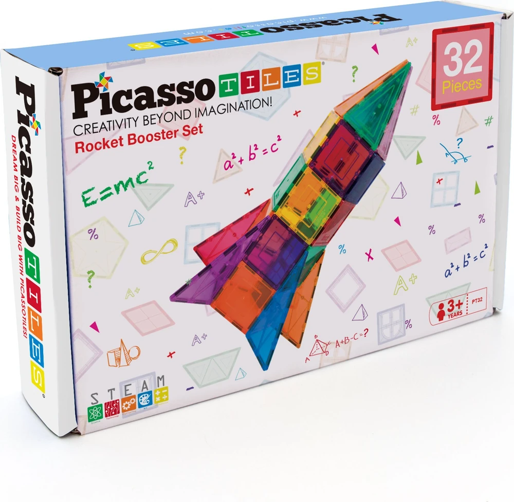 Happy Kiddo PICASSO TILES Magnetinis konstruktorius Rocket Booster 32 det., PT32