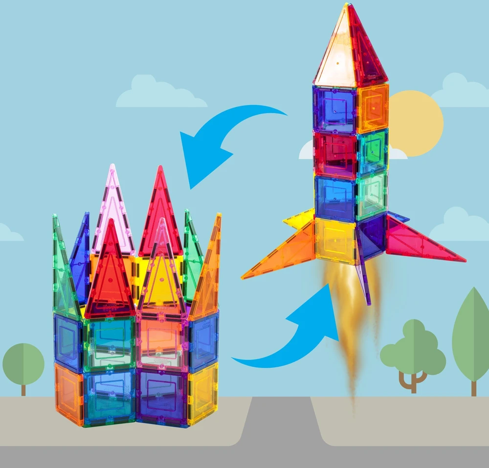 Happy Kiddo PICASSO TILES Magnetinis konstruktorius Rocket Booster 32 det., PT32