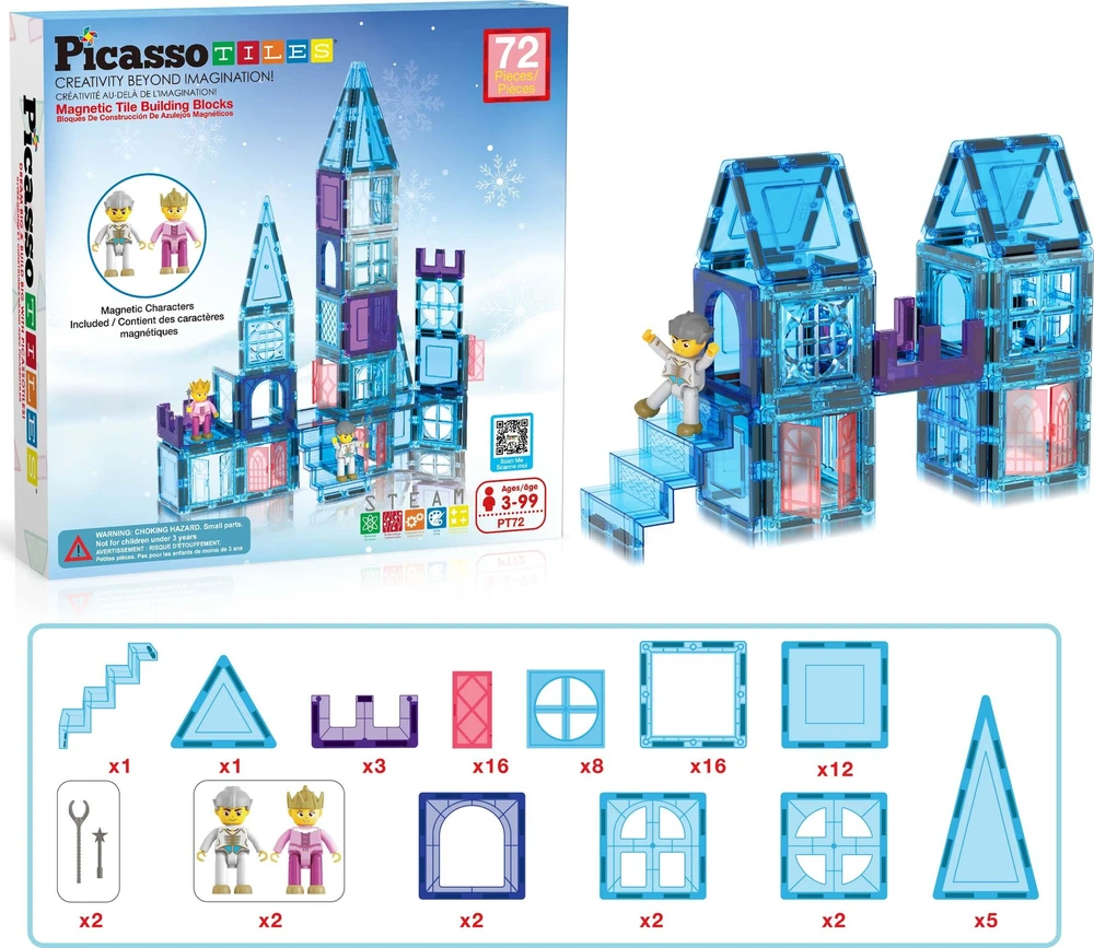 PICASSO TILES Magnetinis konstruktorius Ice winter Set 72 det., PT72