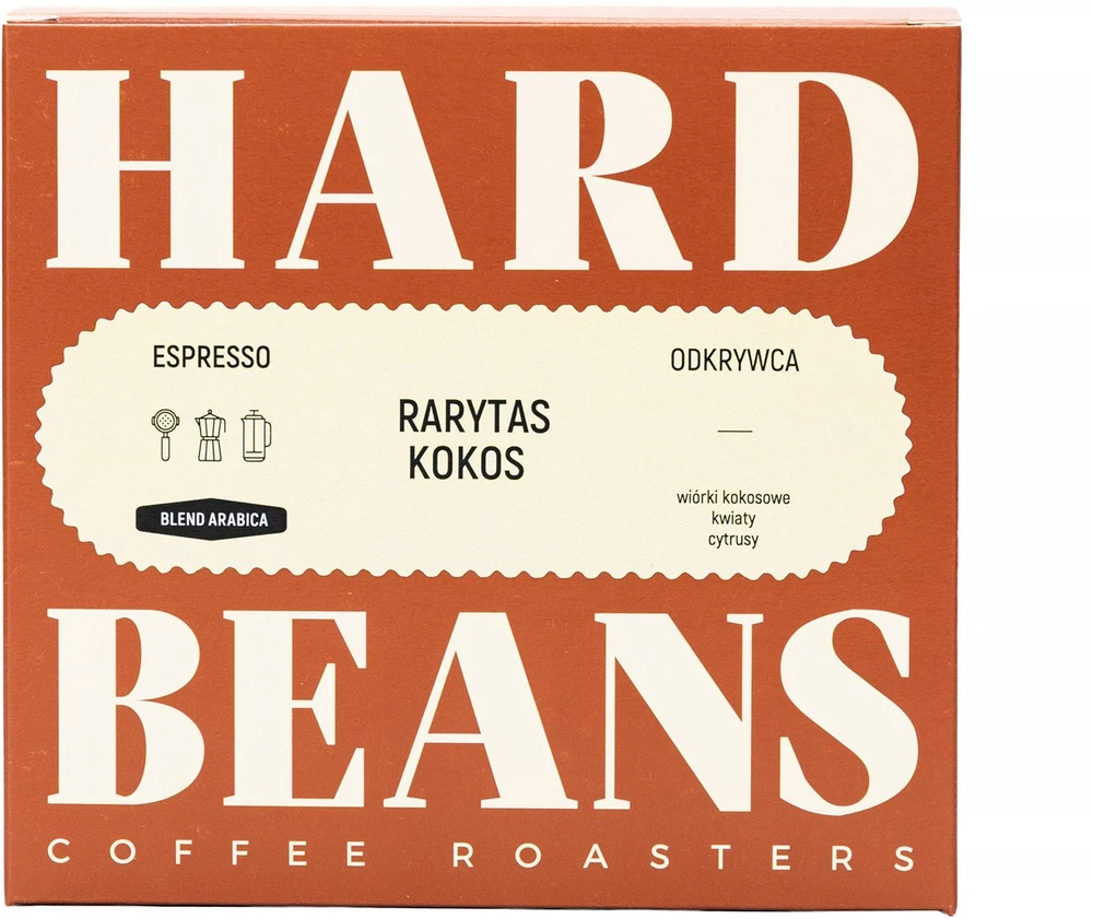 Kavos pupelės Hard Beans Coffee Kavos pupelės Hard Beans Rarytas Kokos Espresso 250g