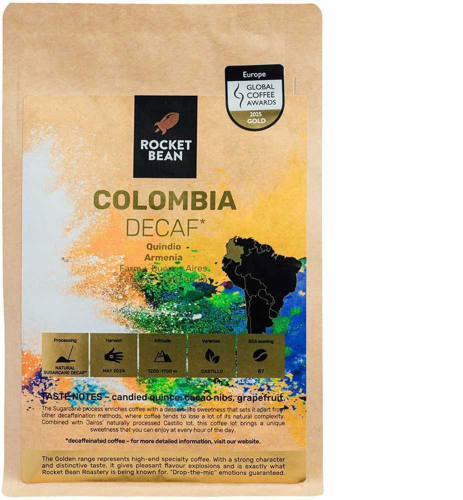 Hard Beans Rocket Bean Rukolų pupelės - Kolumbijos Quindío Armėnija be kofeino filtras 200 g