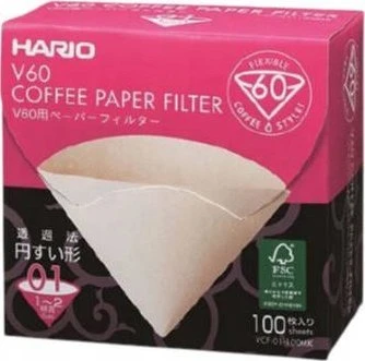 Hario V60-01 kavos filtrai rožinėje dėžutėje