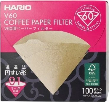 Hario - Misarashi rudo popieriaus filtrai - V60-01 - 100 vnt